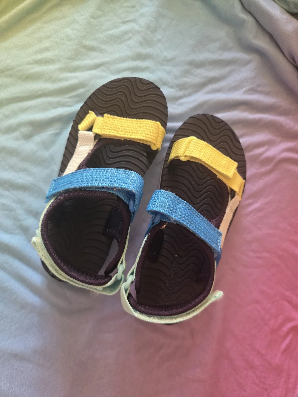 Cat & Jack Kids Colorblock Velcro Strap Sandals in Yellow, Blue, Mint & Black